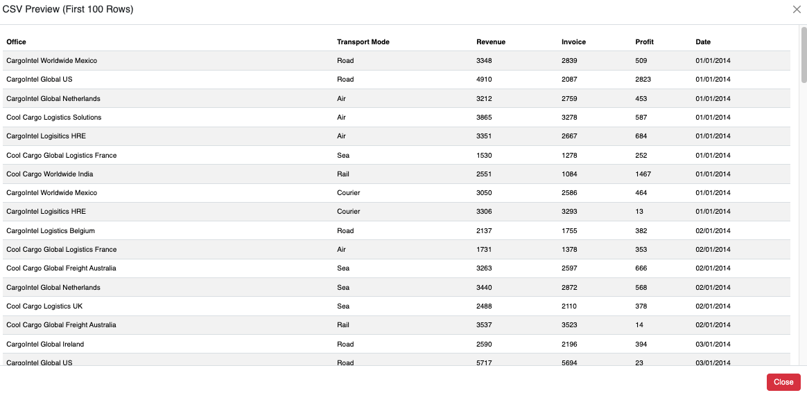 csv preview