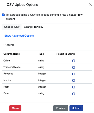 csv upload