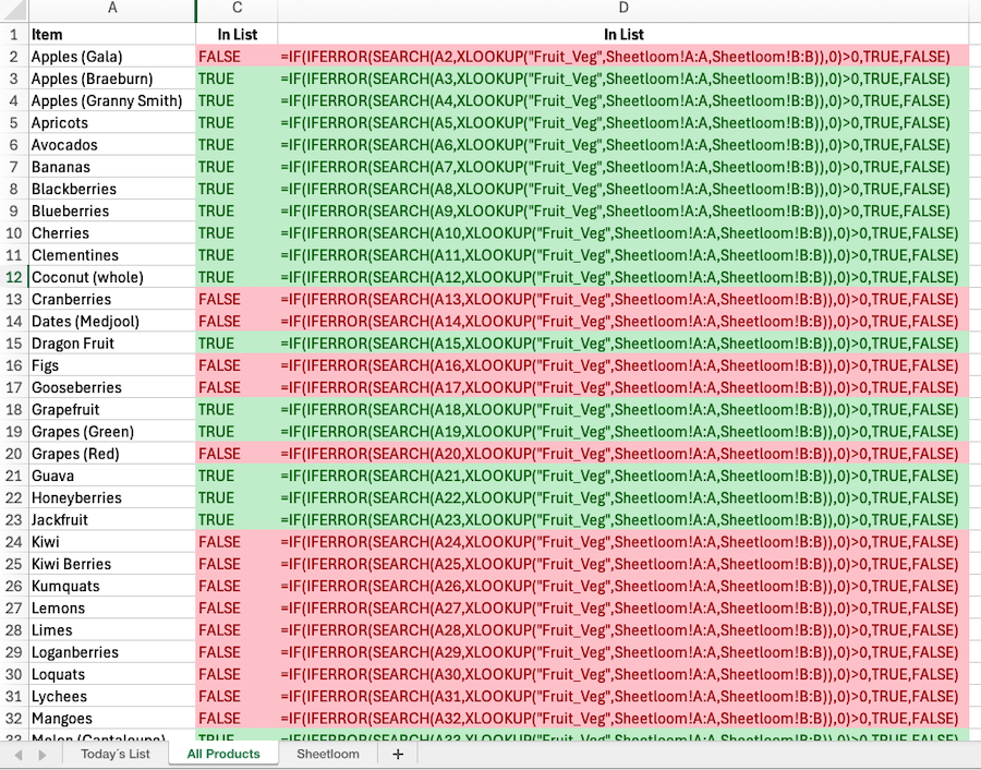 excel formula to extract list items