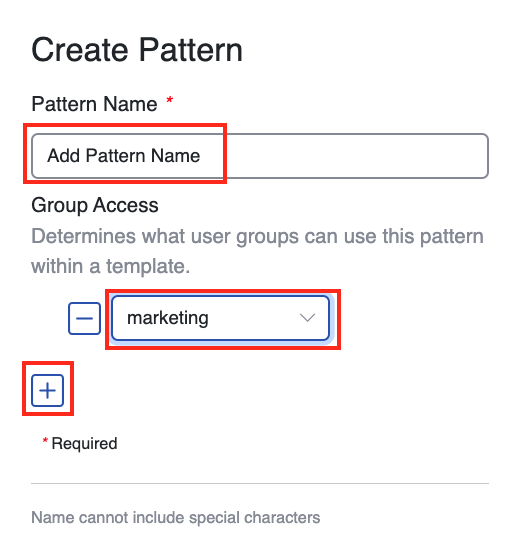 Create Pattern name