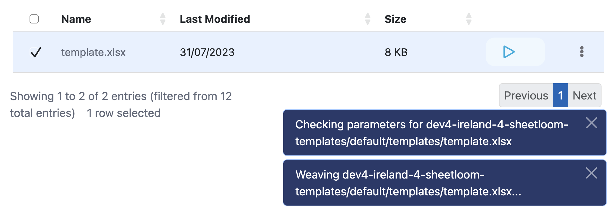 Weaving Start